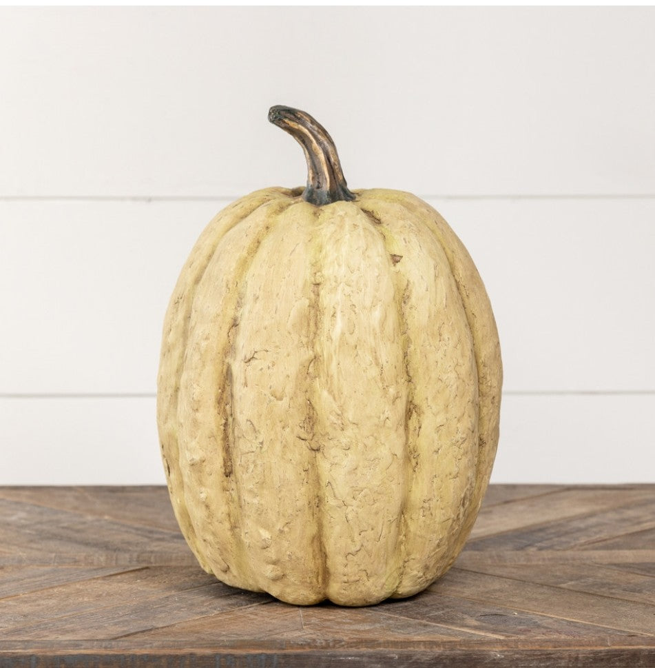 #3292W Primitive 14 Inch Off White Tall Pumpkin