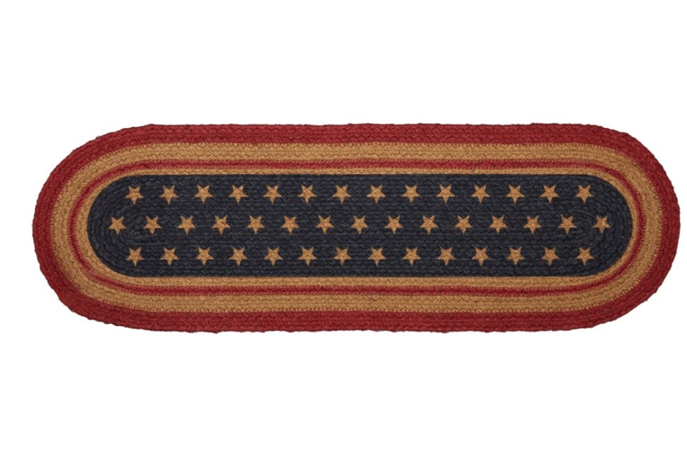 #34064 Liberty Stars Flag Jute Stair Tread Oval 8.5x27In