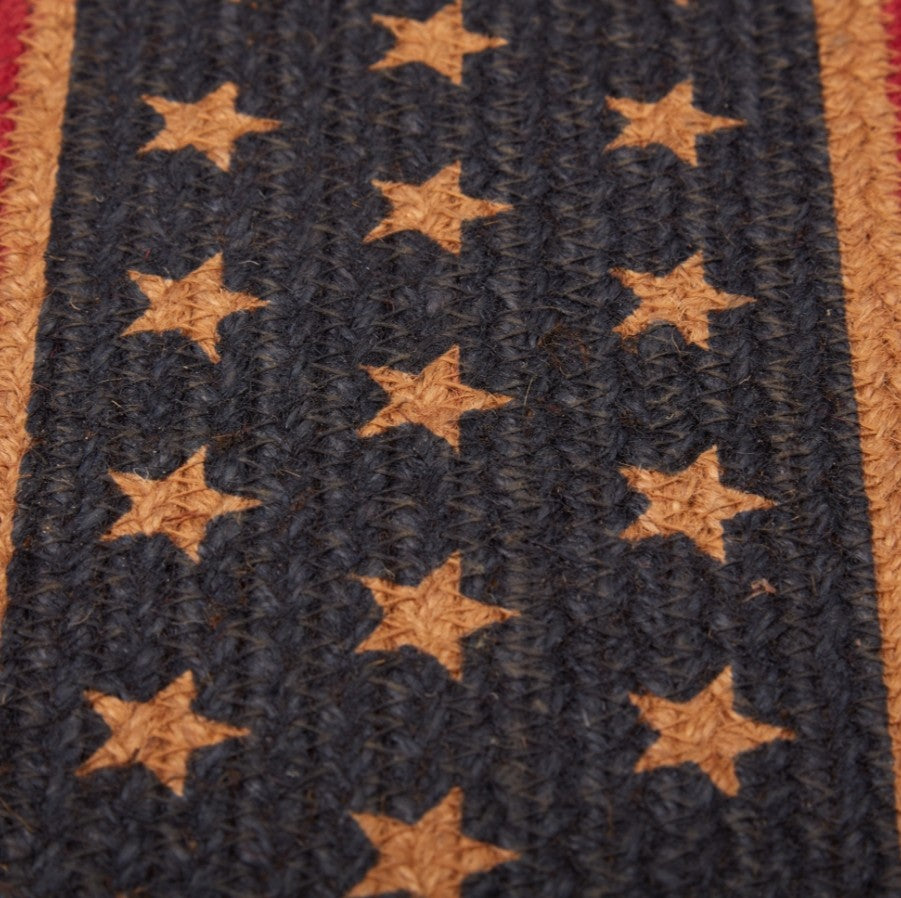 #34064 Liberty Stars Flag Jute Stair Tread Oval 8.5x27In