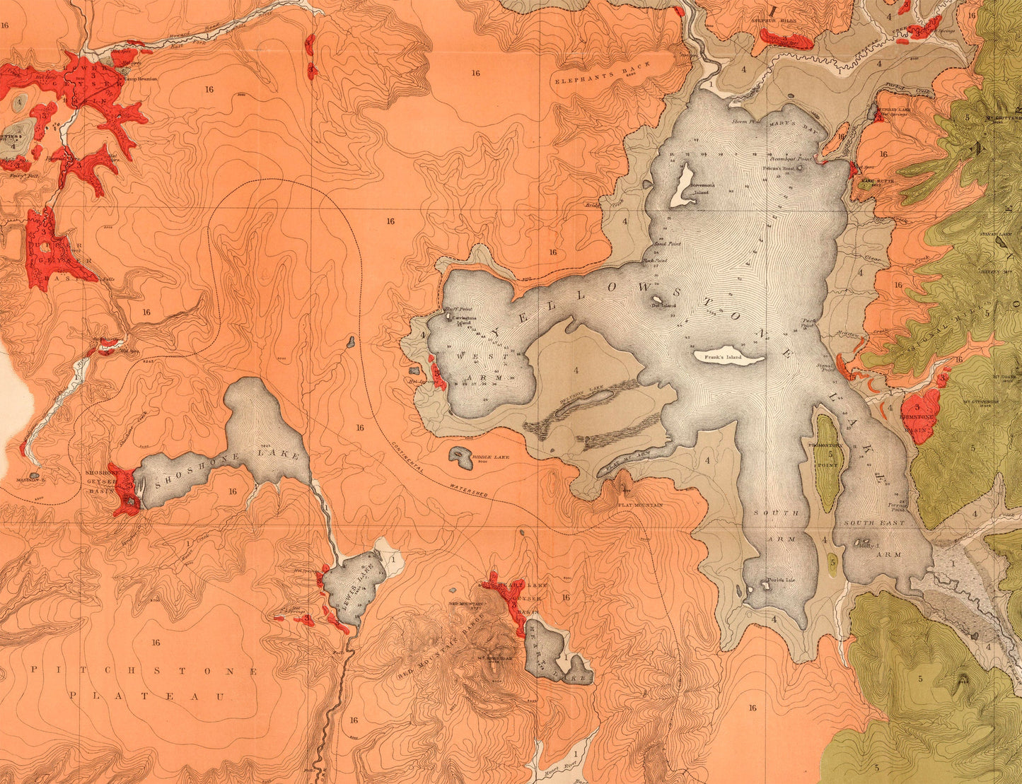 1878 Preliminary Geological Map of the Yellowstone National Park